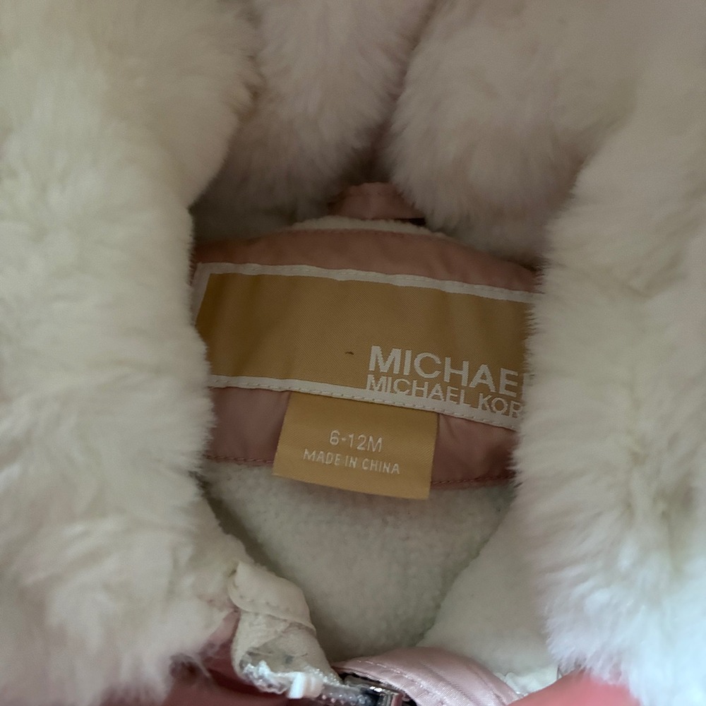 Michael Kors Baby Girls Pink Puffer Snowsuit Hooded Bunting 6-12M - Picture 3 of 4
